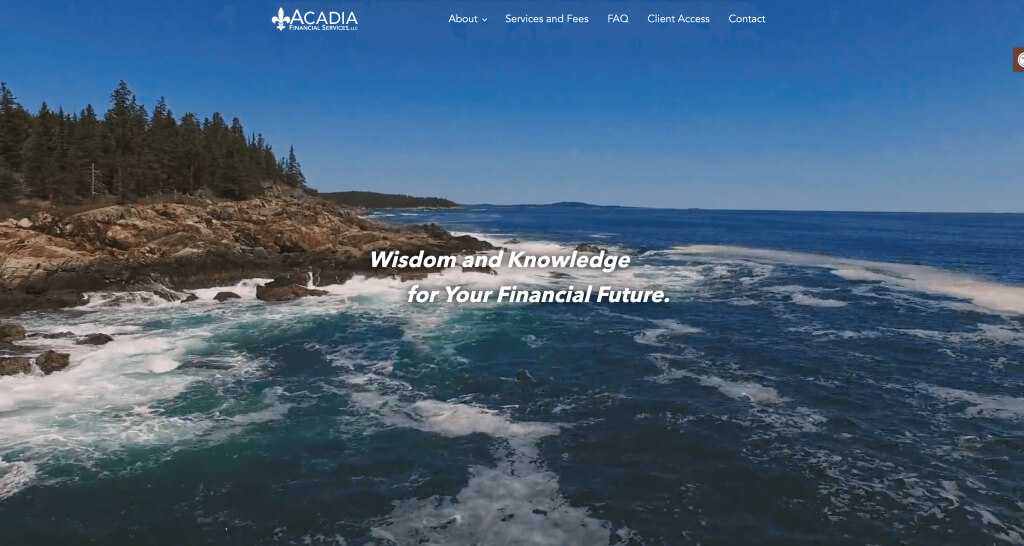 Website screenshot of Acadia Financial Services