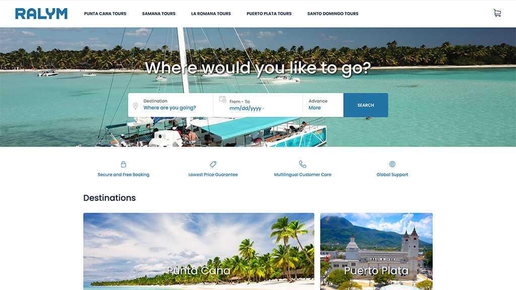 Website screenshot of Ralym Tours